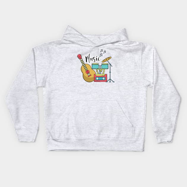 Art musique vintage Kids Hoodie by ABCSHOPDESIGN